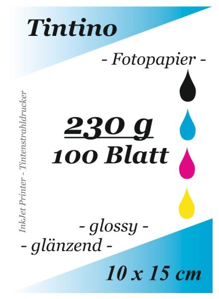 Tintino 100 Blatt Fotopapier 10 x 15 cm 230g/m² -einseitig glänzend-